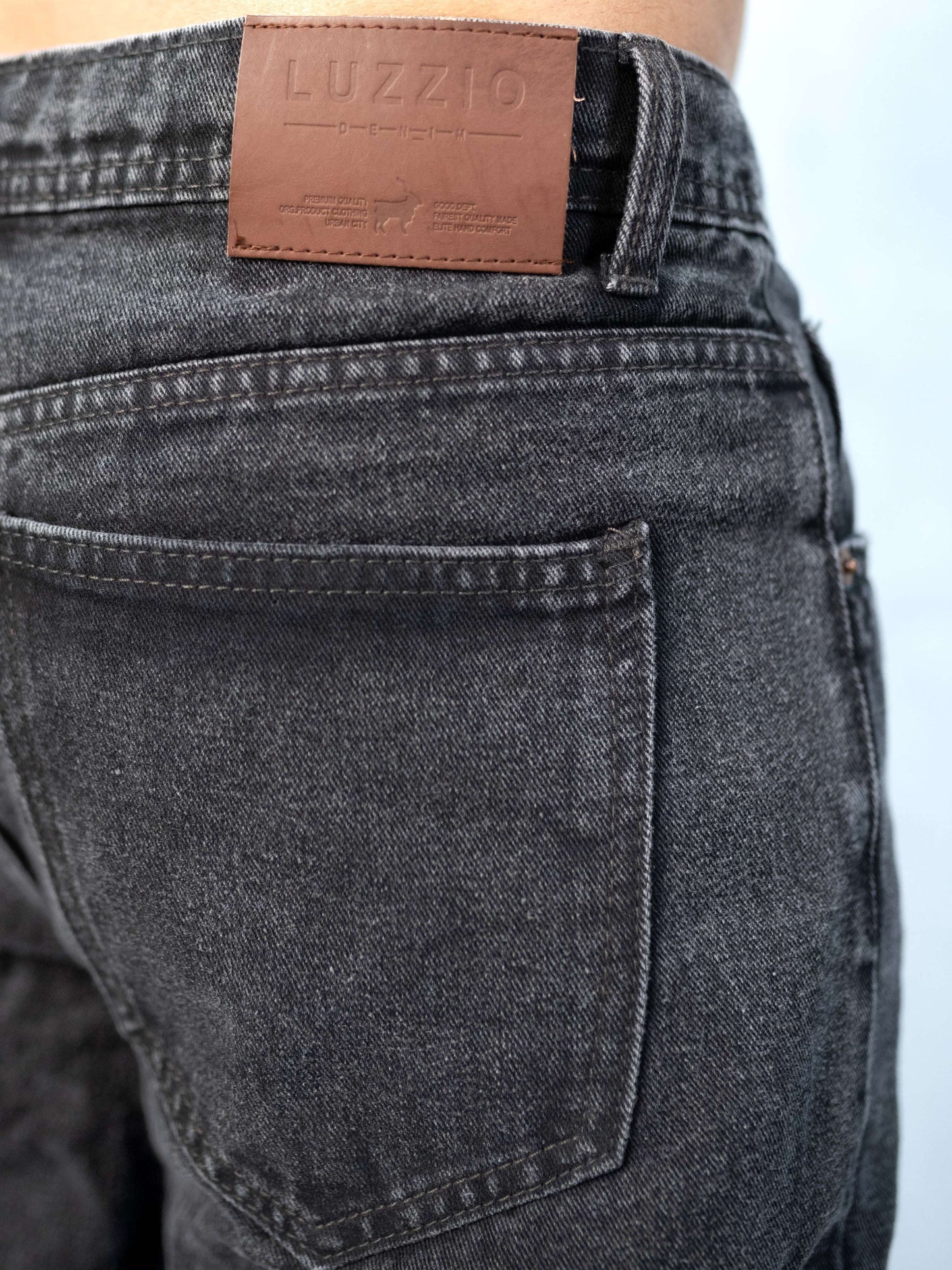 Acid wash Black Big Fold Denim Black