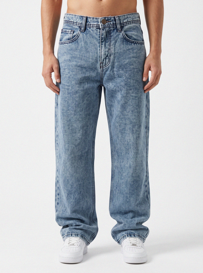 Acid Wash Blue Denim Big Fold