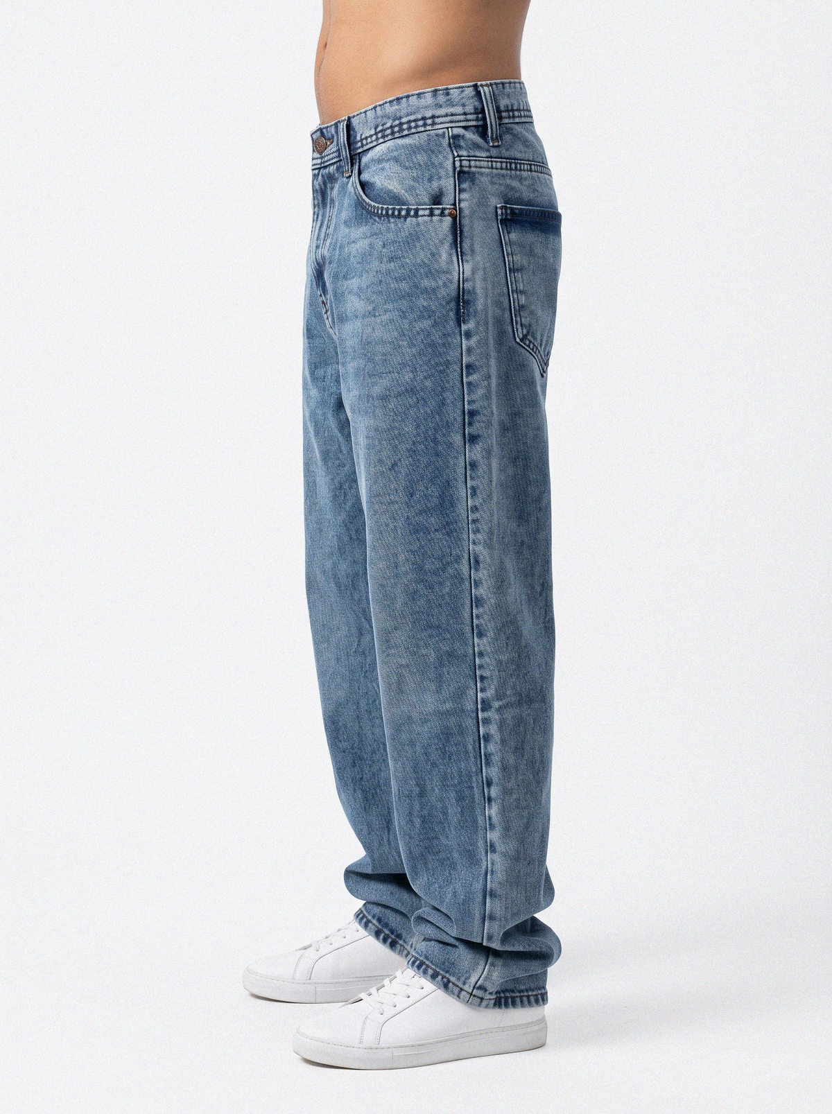 Acid Wash Blue Denim Big Fold