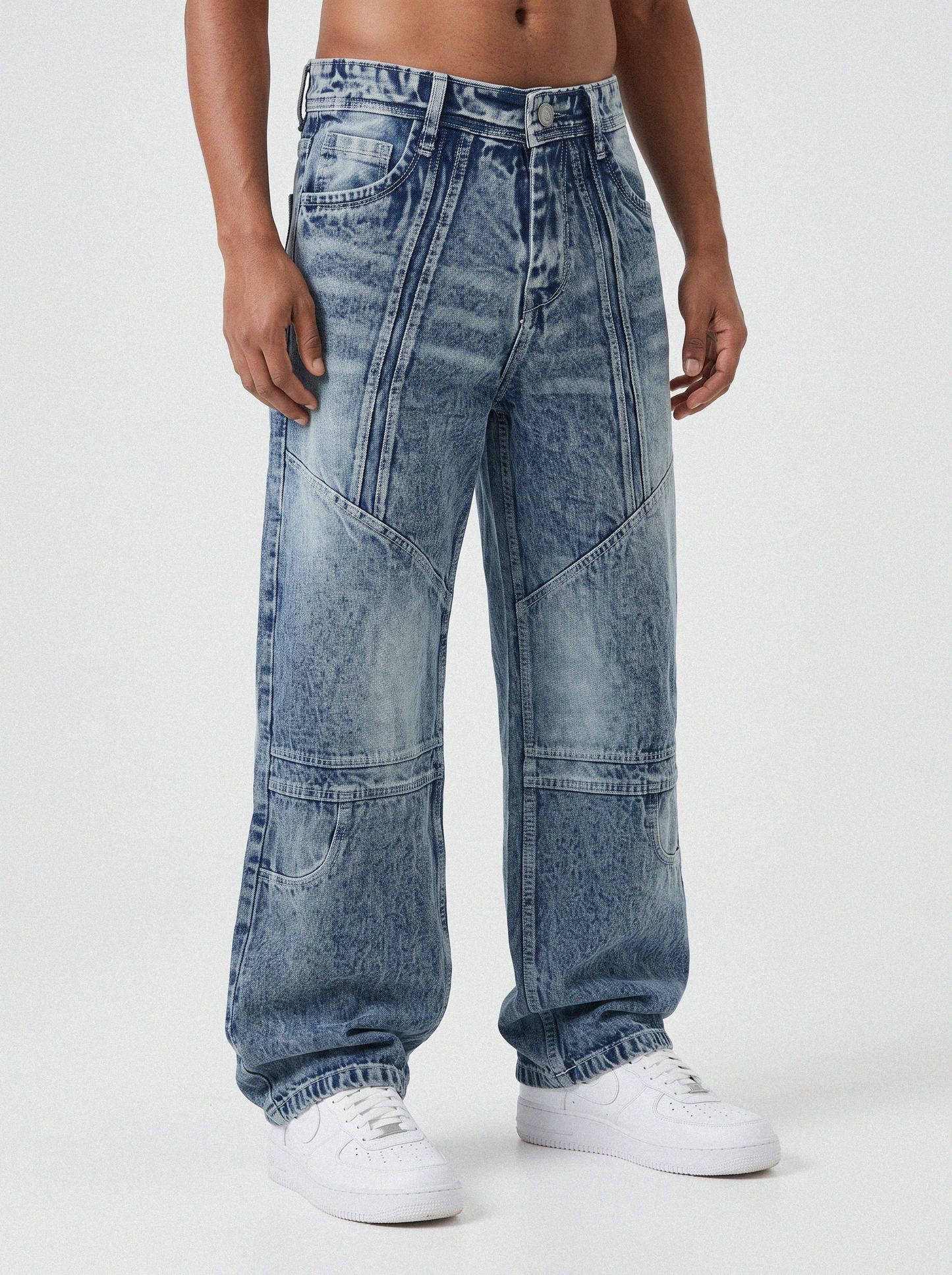 Vintage Indigo Panel Denim Big Fold (Dark Blue)