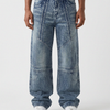 Vintage Indigo Panel Denim Big Fold (Dark Blue)