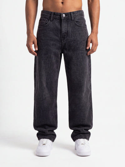 Acid Wash Black Denim Big Fold