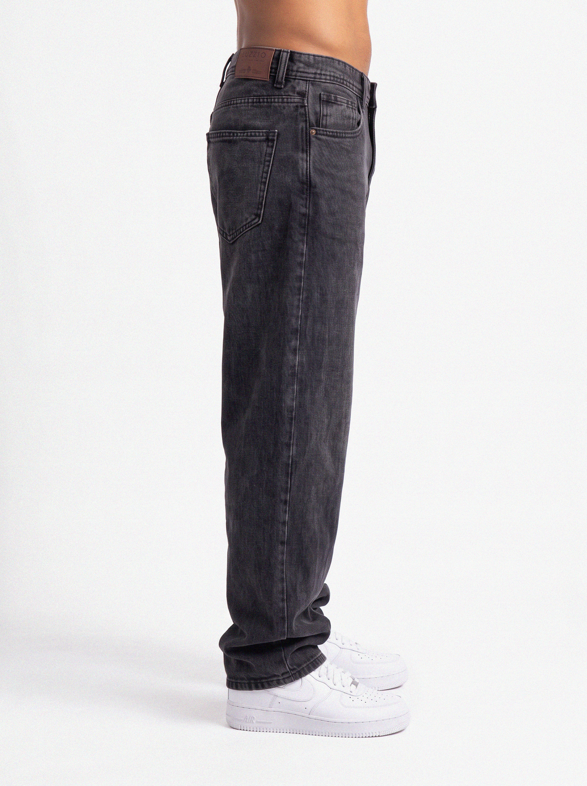 Acid Wash Black Denim Big Fold