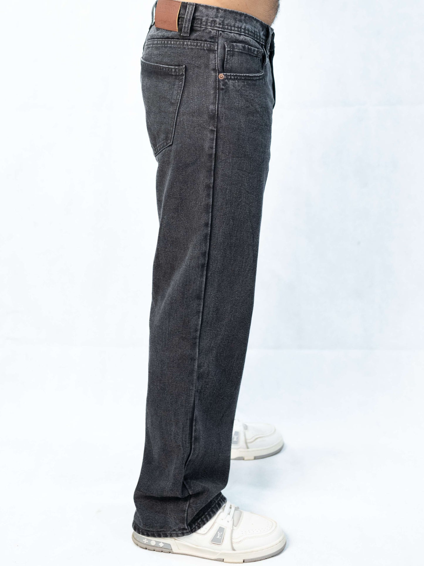 Acid wash Black Big Fold Denim Black