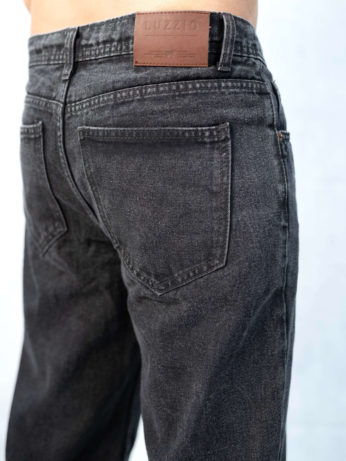 Acid wash Black Big Fold Denim Black