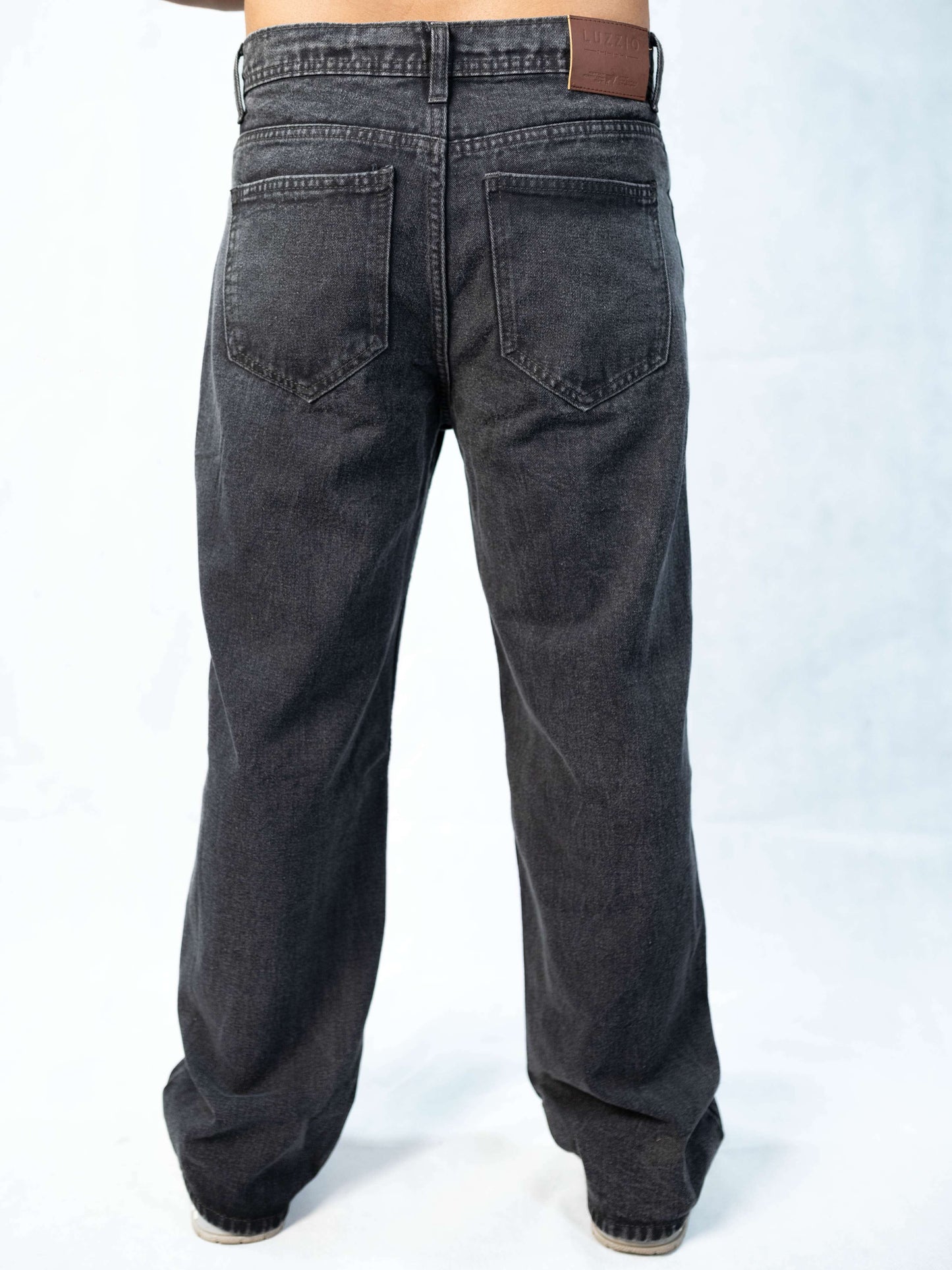 Acid wash Black Big Fold Denim Black