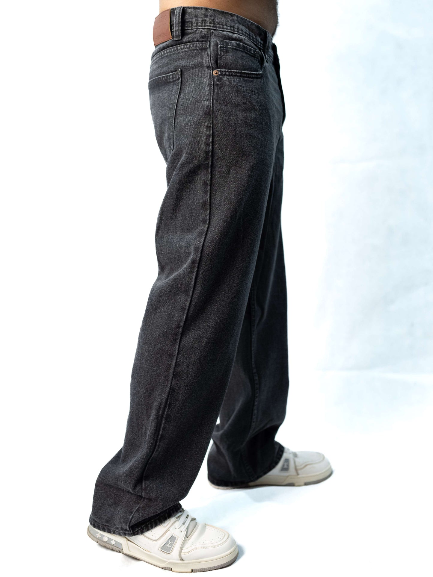 Acid wash Black Big Fold Denim Black