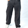 Acid wash Black Big Fold Denim Black