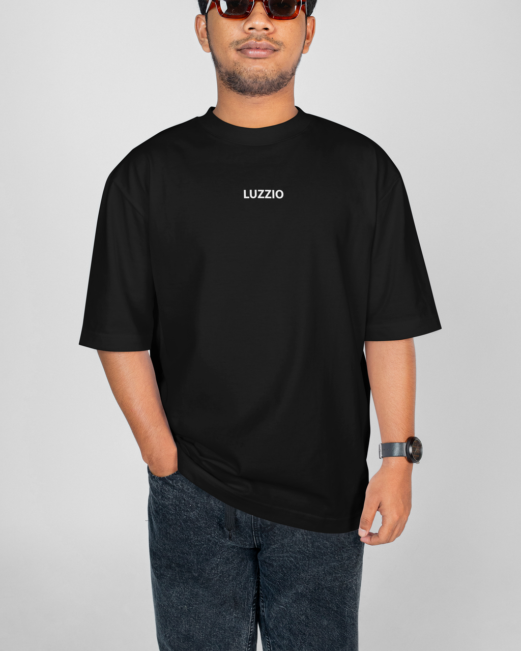 Basic Oversized Black And White Cotton T-Shirt