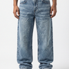 Whisker Fade Vintage Wash Blue Denim Big Fold