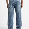 Whisker Fade Vintage Wash Blue Denim Big Fold