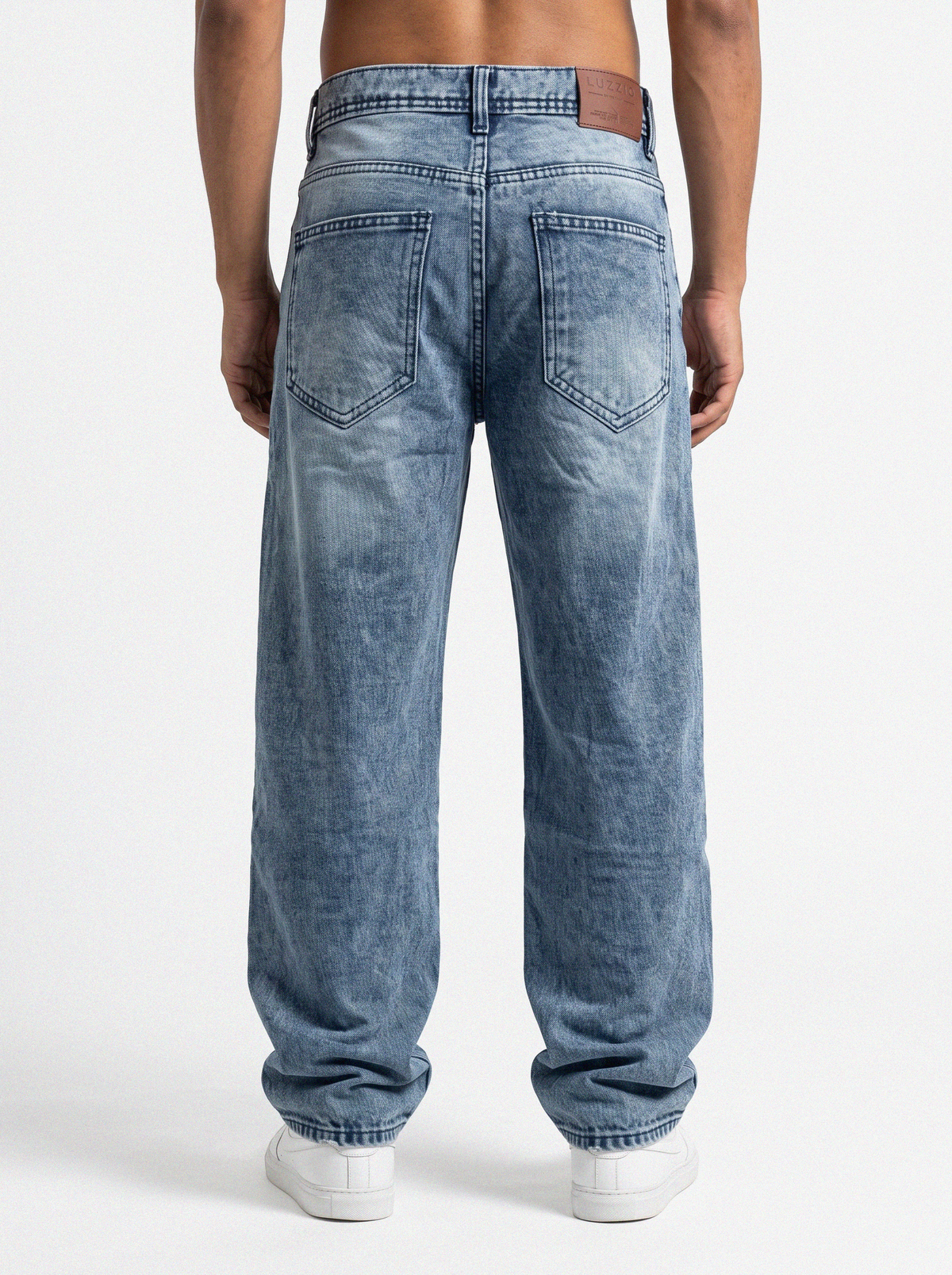 Whisker Fade Vintage Wash Blue Denim Big Fold