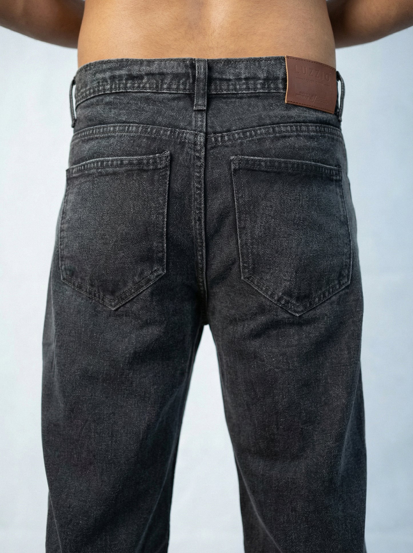 Acid wash Black Big Fold Denim Black