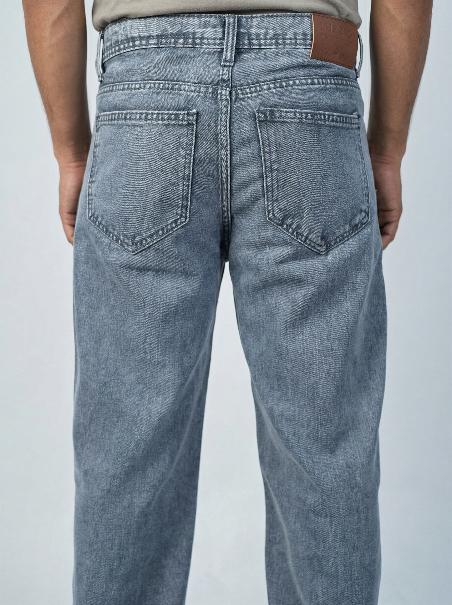 Acid wash Mid Light Blue Big Fold Denim