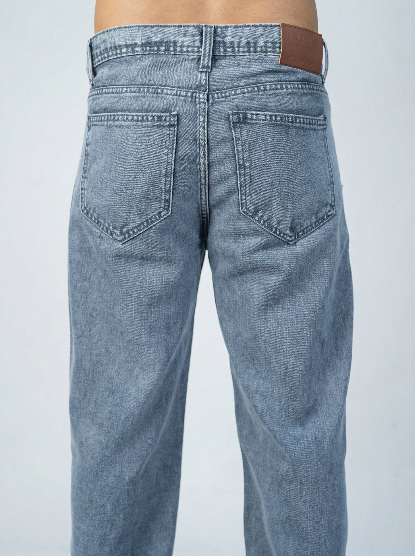 Acid wash Mid Light Blue Big Fold Denim