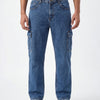 Blue Acid Washed Cargo Jeans