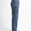 Blue Acid Washed Cargo Jeans