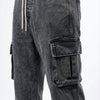 BLACK ACID WASH CARGO DENIM JEANS PREMUIM