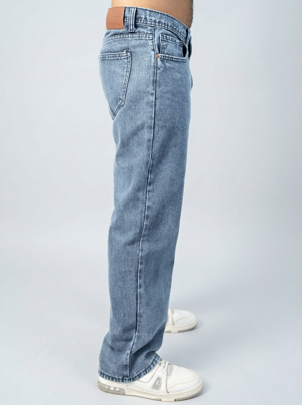 Acid wash Mid Light Blue Big Fold Denim