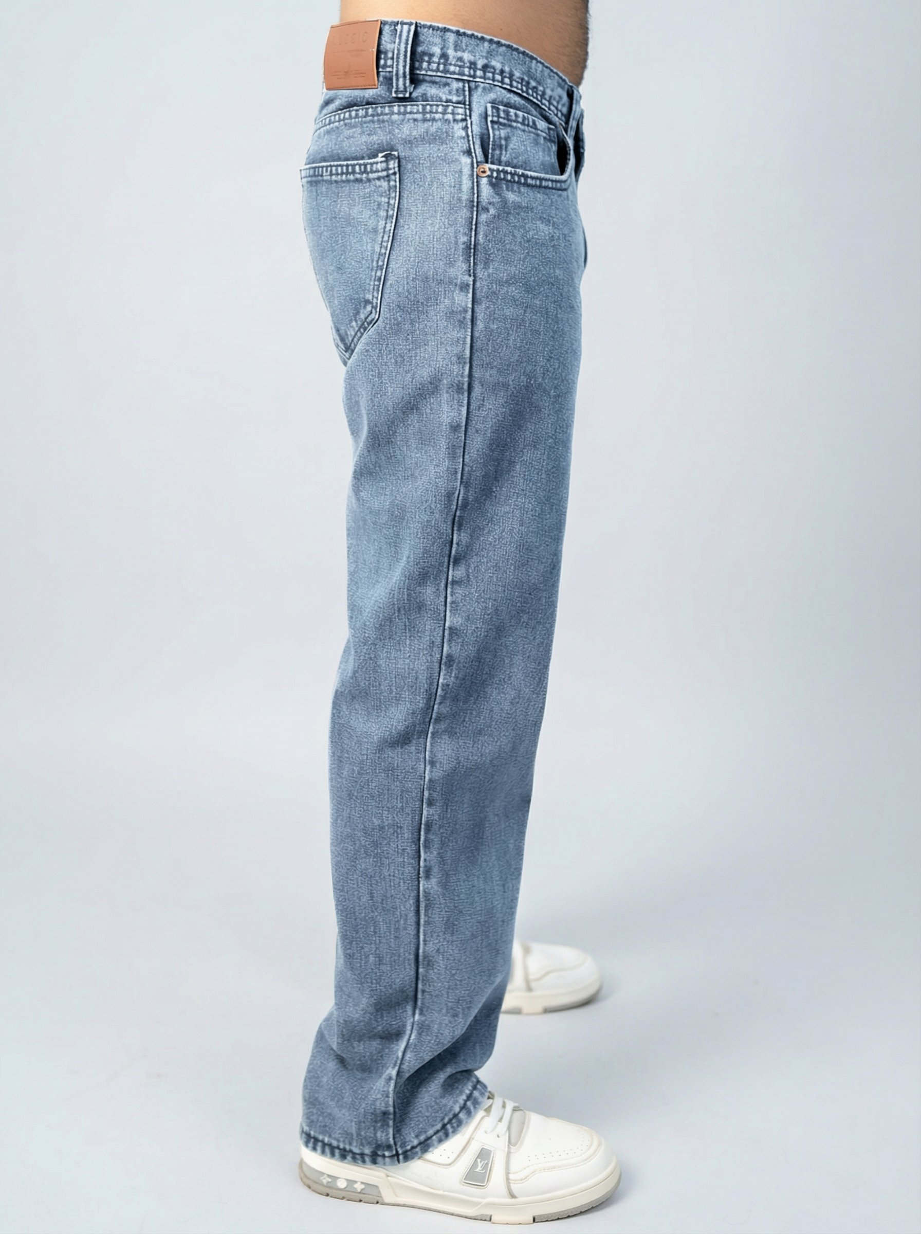 Acid wash Mid Light Blue Big Fold Denim – LUZZIO