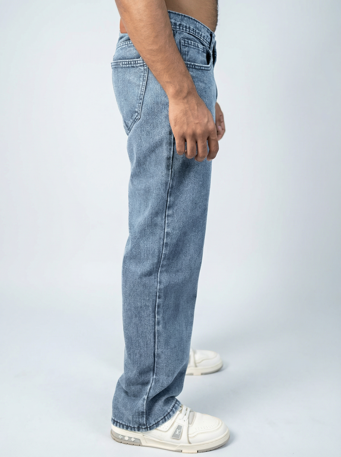 Acid wash Mid Light Blue Big Fold Denim