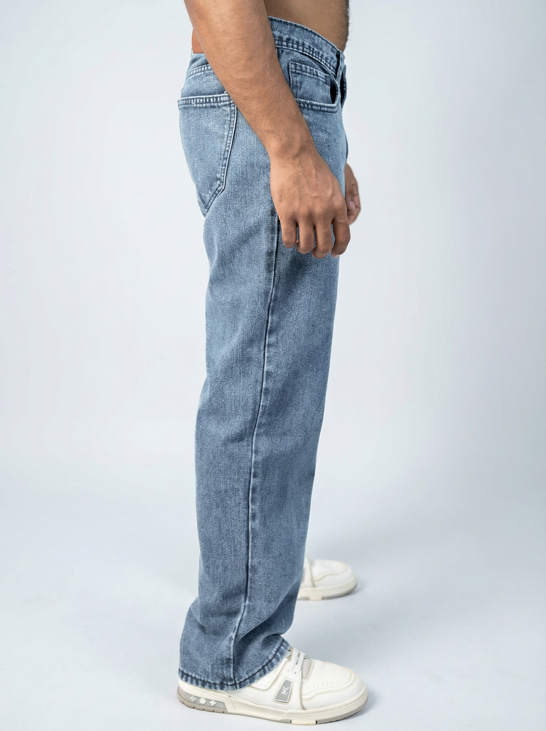 Acid wash Light Blue Big Fold Denim