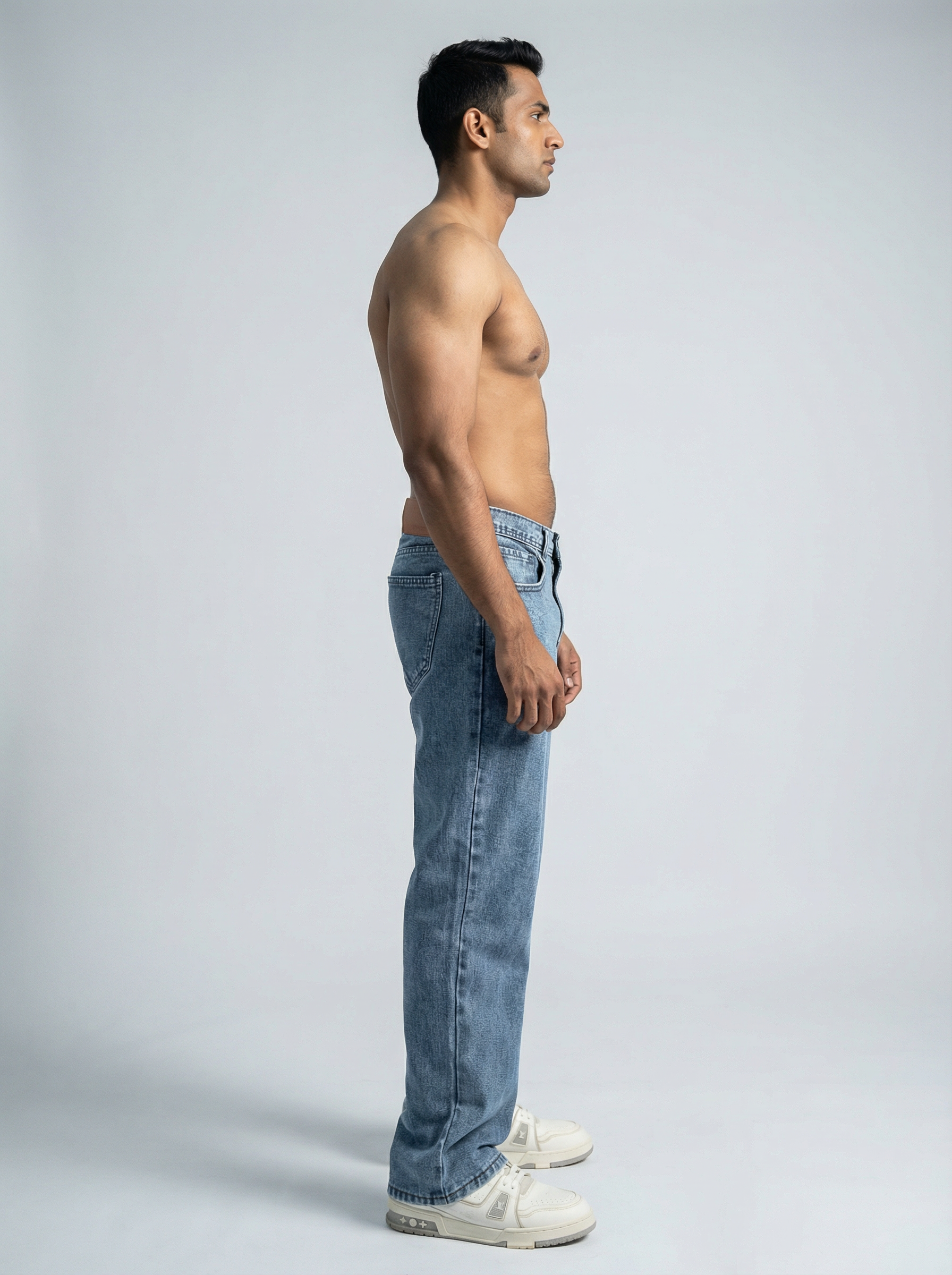 Acid wash Light Blue Big Fold Denim