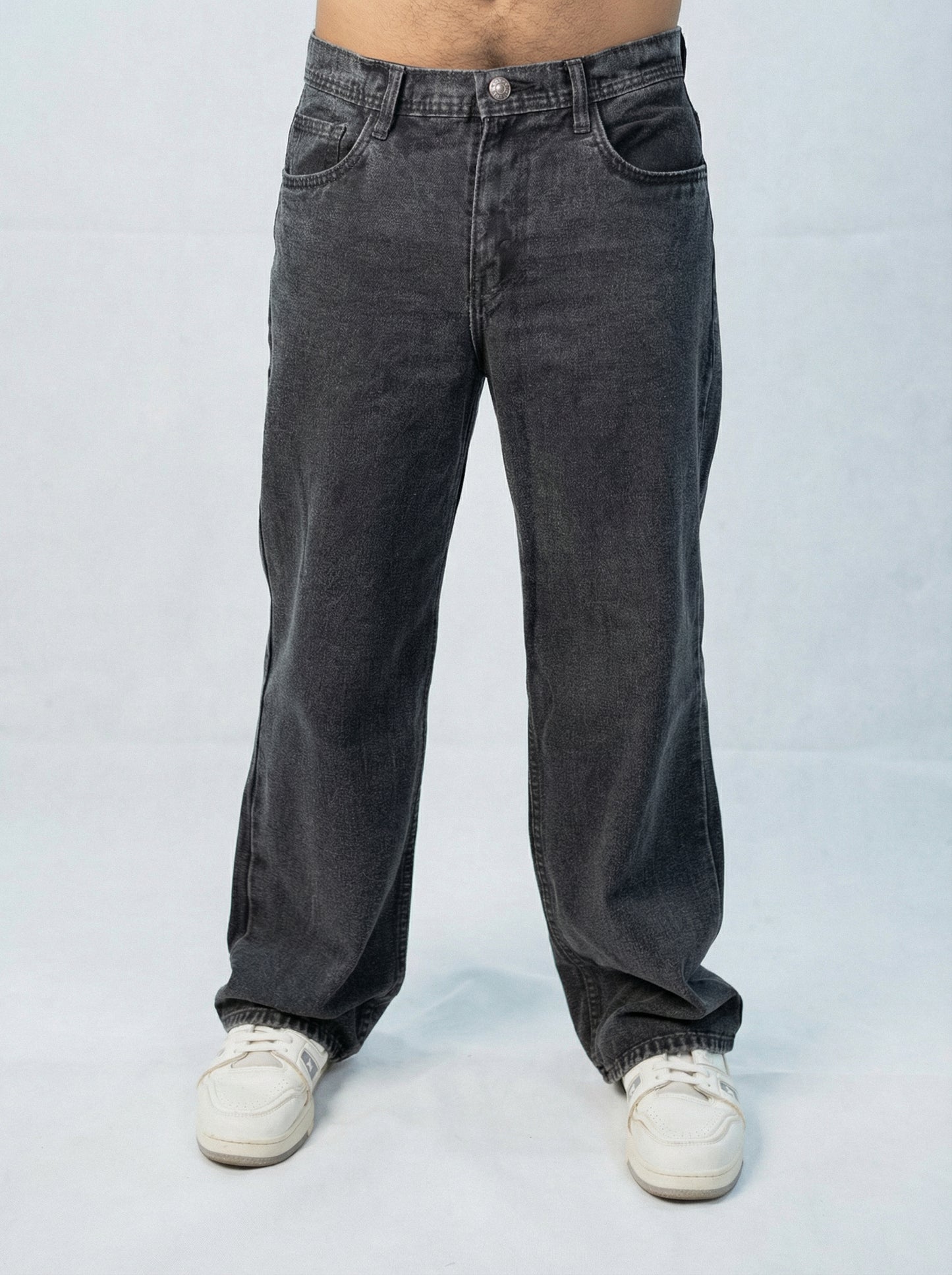 Acid wash Black Big Fold Denim Black