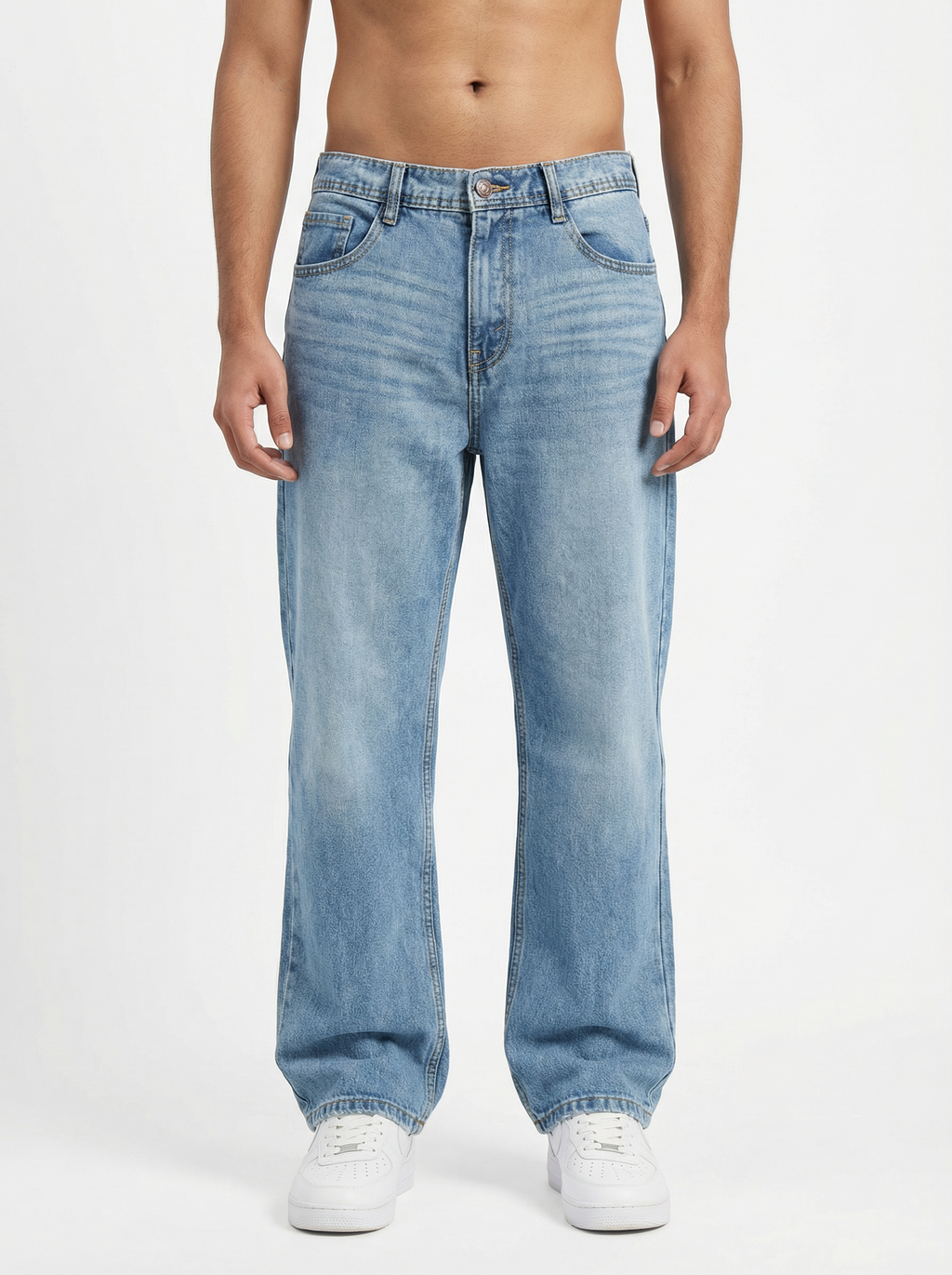 Vintage Wash Light Blue Big Fold Denim
