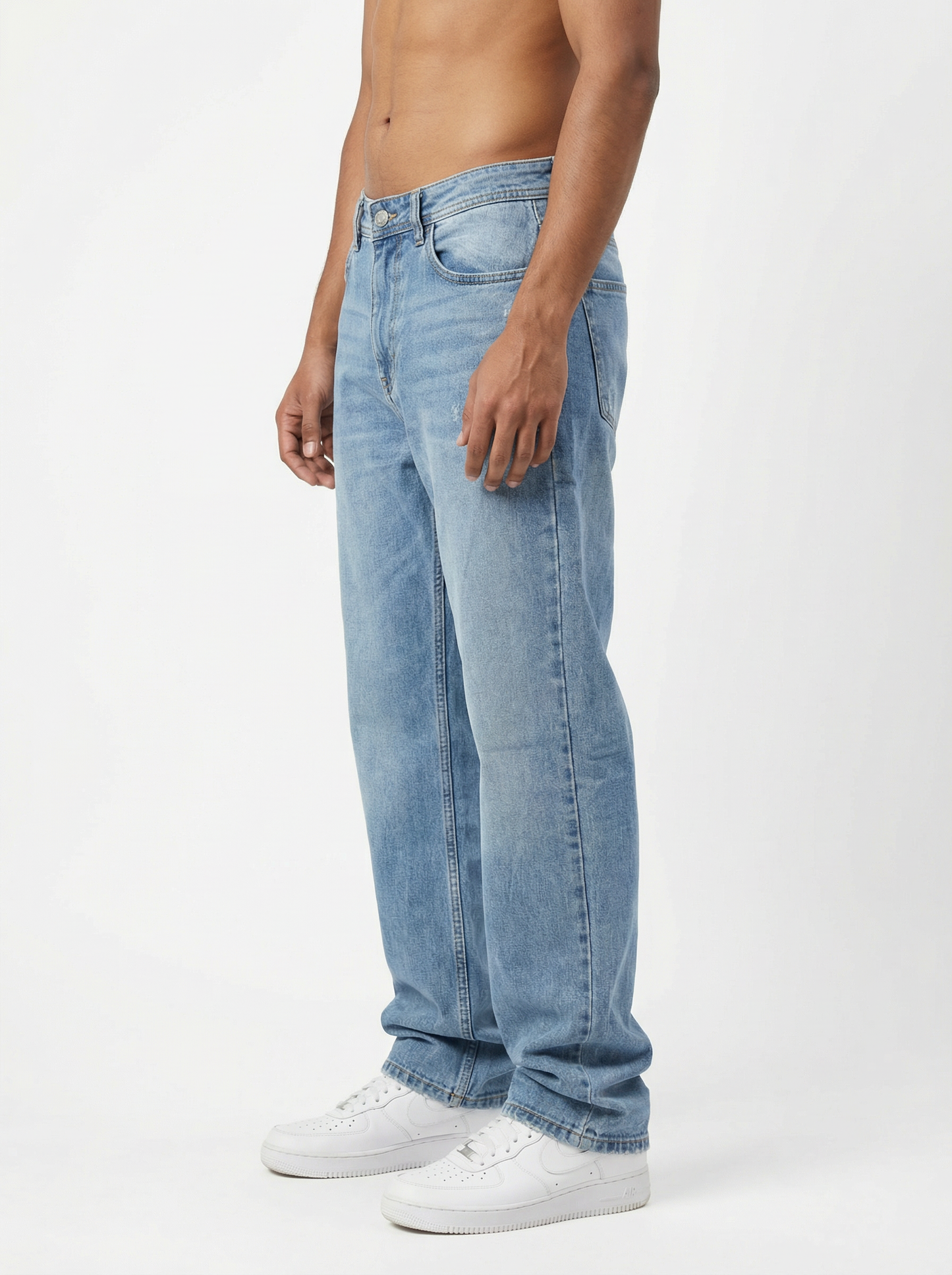Vintage Wash Light Blue Big Fold Denim