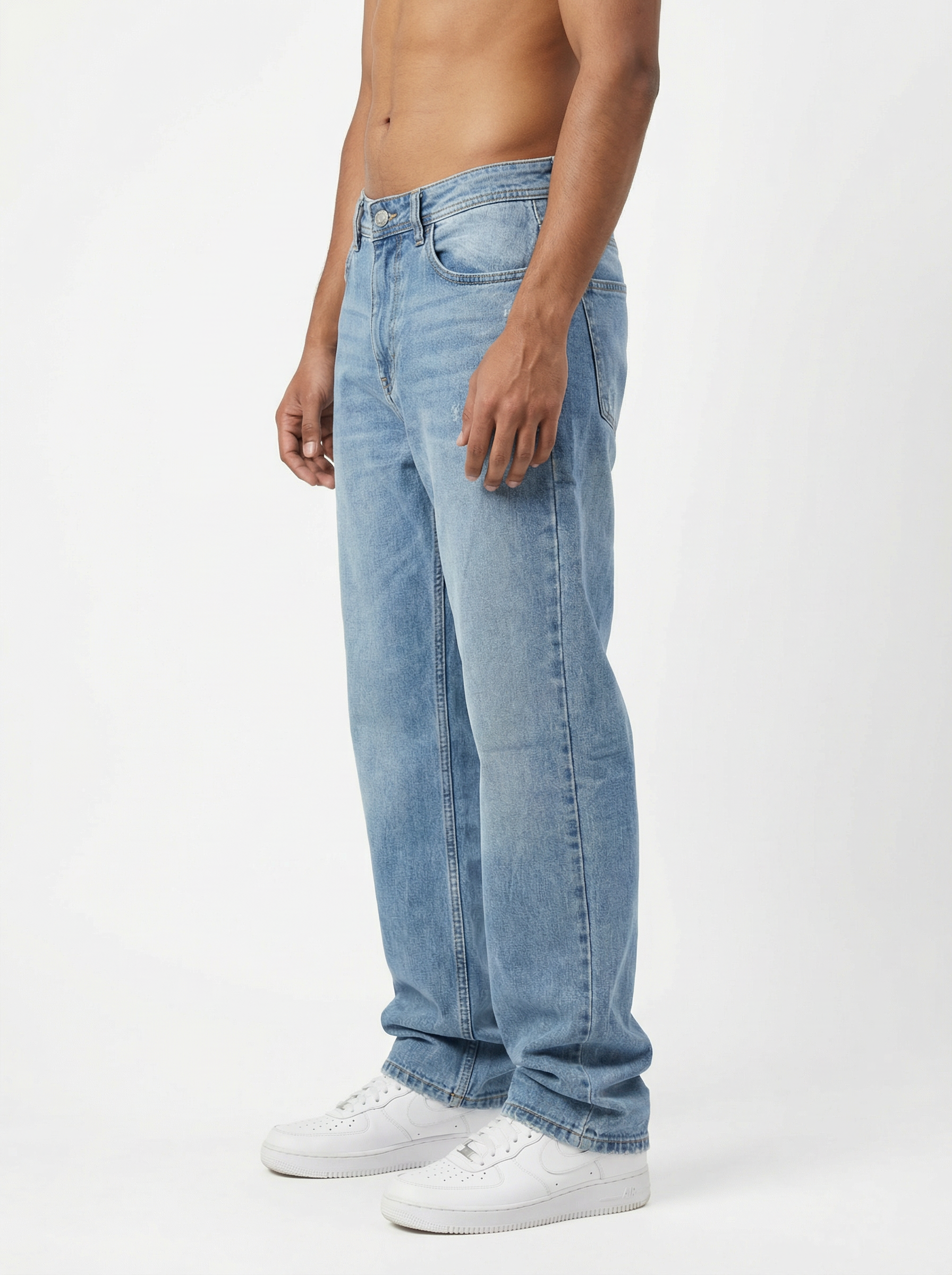 Vintage Wash Light Blue Big Fold Denim