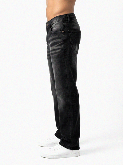 Deep Black Washed big Fold Denim