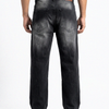 Deep Black Washed big Fold Denim