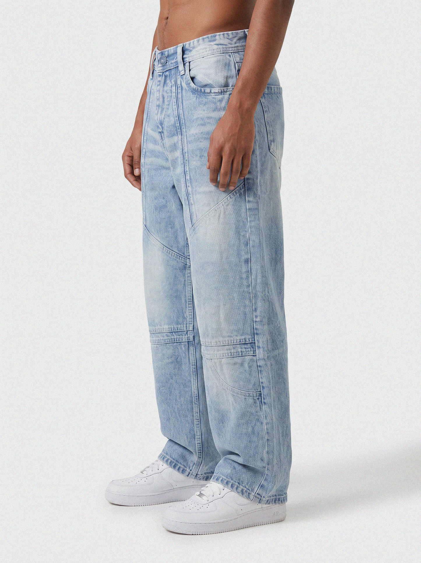 Glacier Blue Panel Denim Big Fold (Ice Blue)