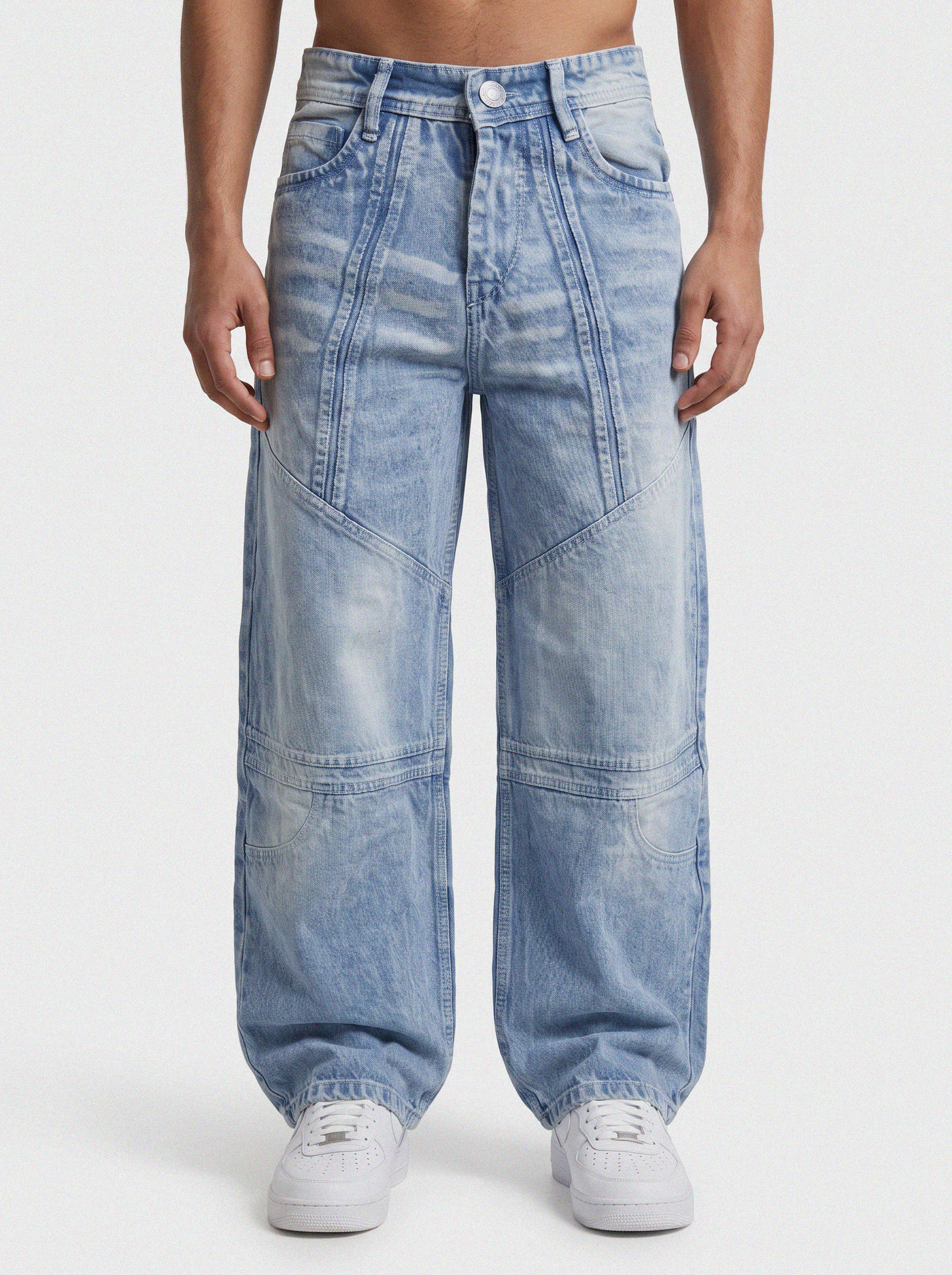 Glacier Blue Panel Denim Big Fold (Ice Blue)