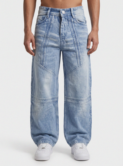 Glacier Blue Panel Denim Big Fold (Ice Blue)