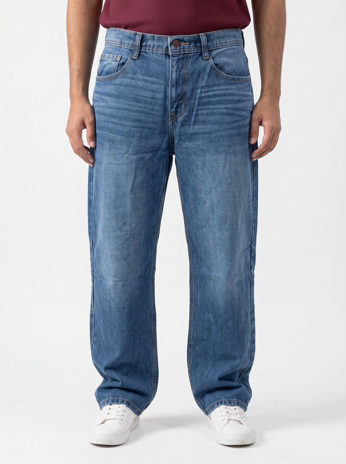 Blue Vintage Wash Big Fold Denim