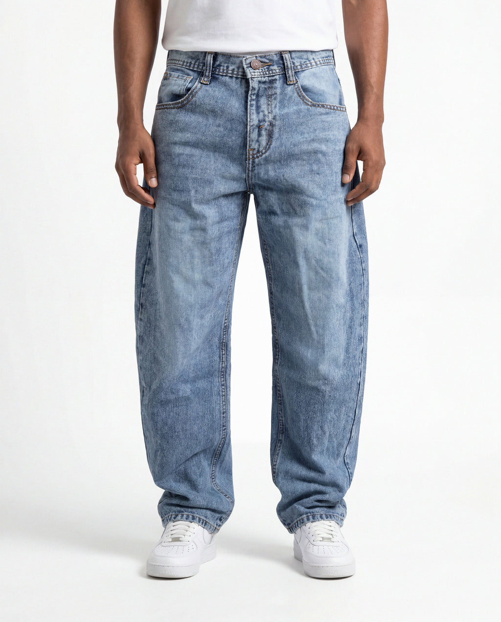 Blue Vintage Wash Barrel Denim