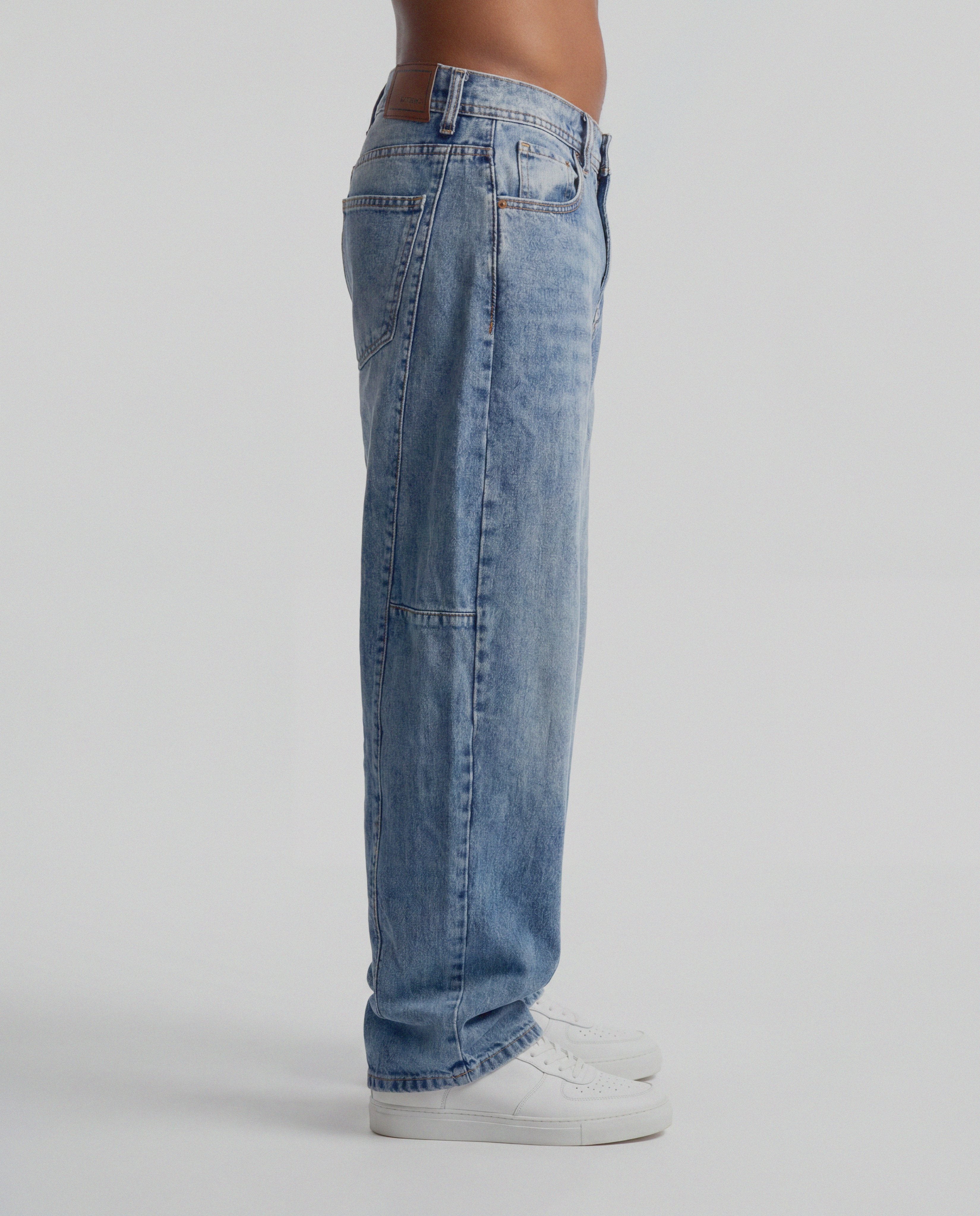 Blue Vintage Wash Barrel Denim