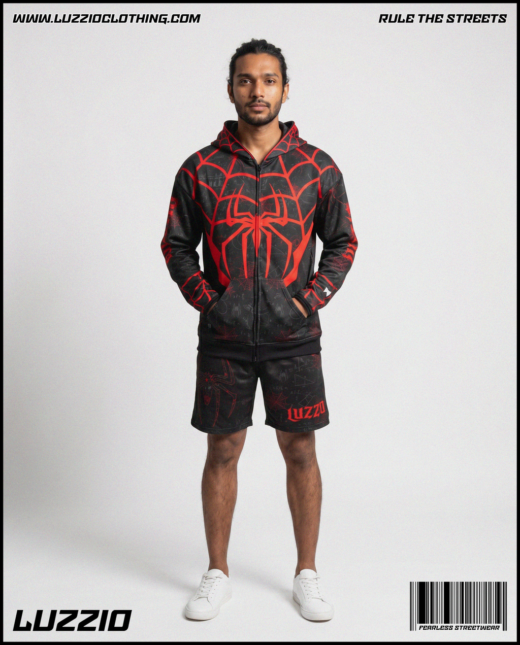 Spider Zip Up Hoodie & Shorts Set