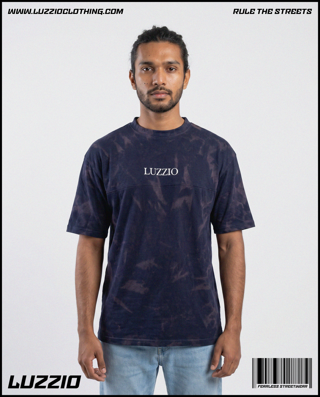 Dark Night Society Acid Washed Tee in Navy Blue