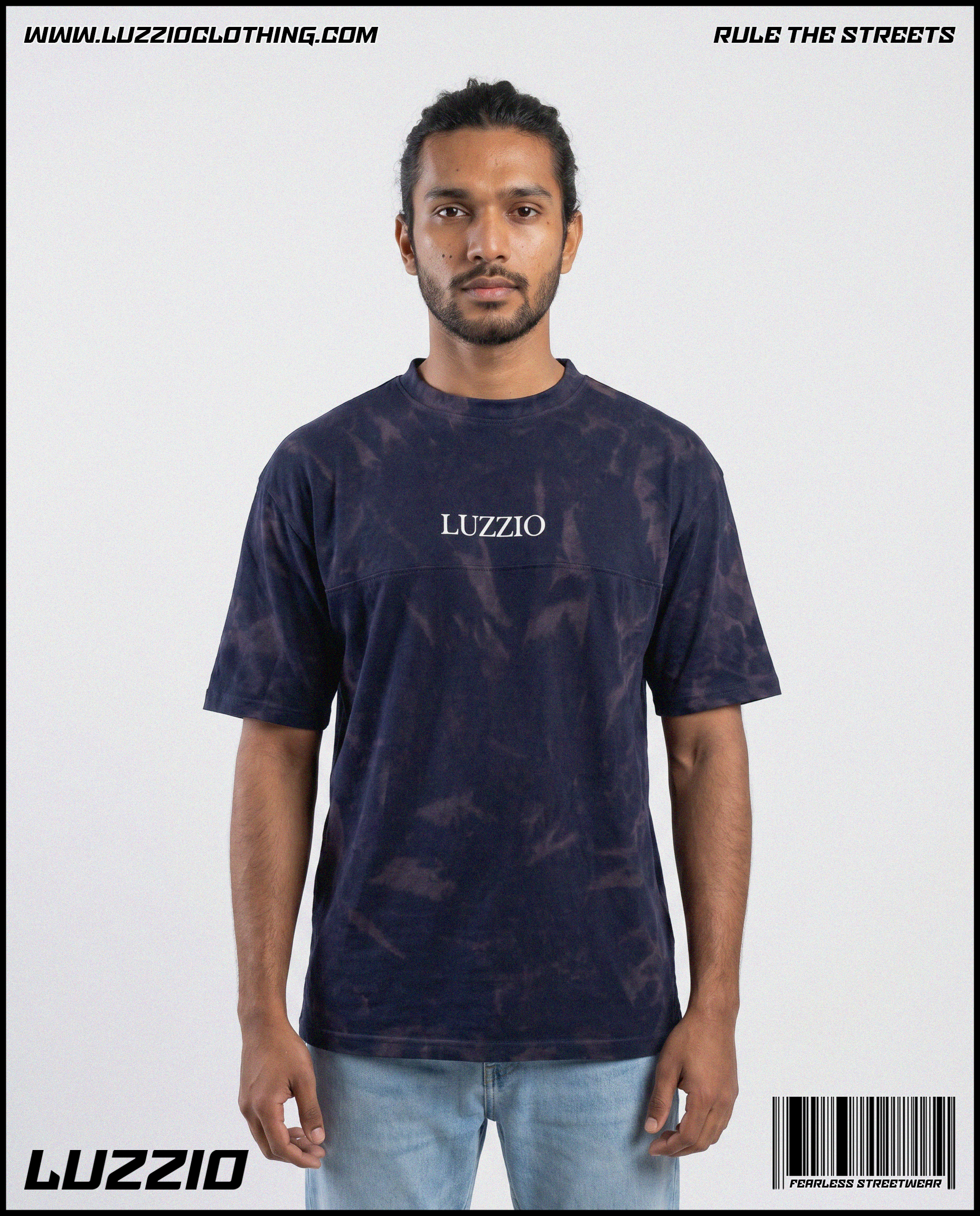 Dark Night Society Acid Washed Tee in Navy Blue
