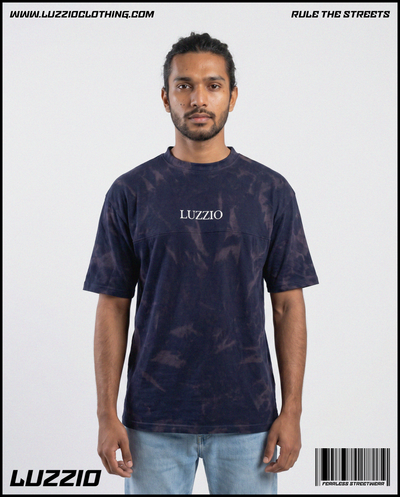 Dark Night Society Acid Washed Tee in Navy Blue