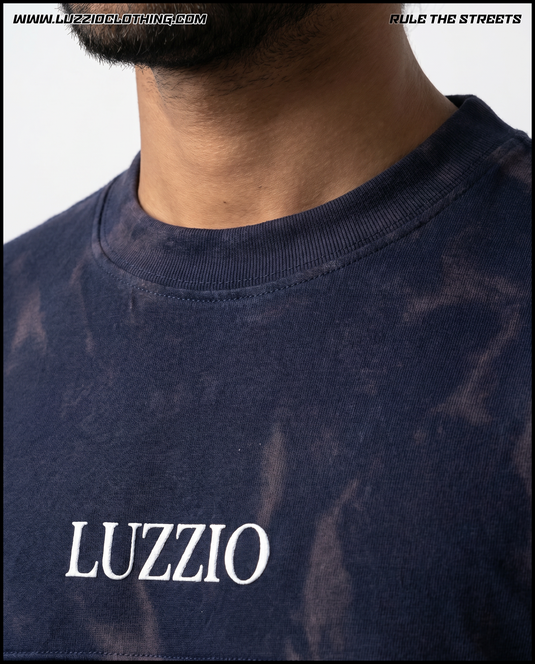 Dark Night Society Acid Washed Tee in Navy Blue