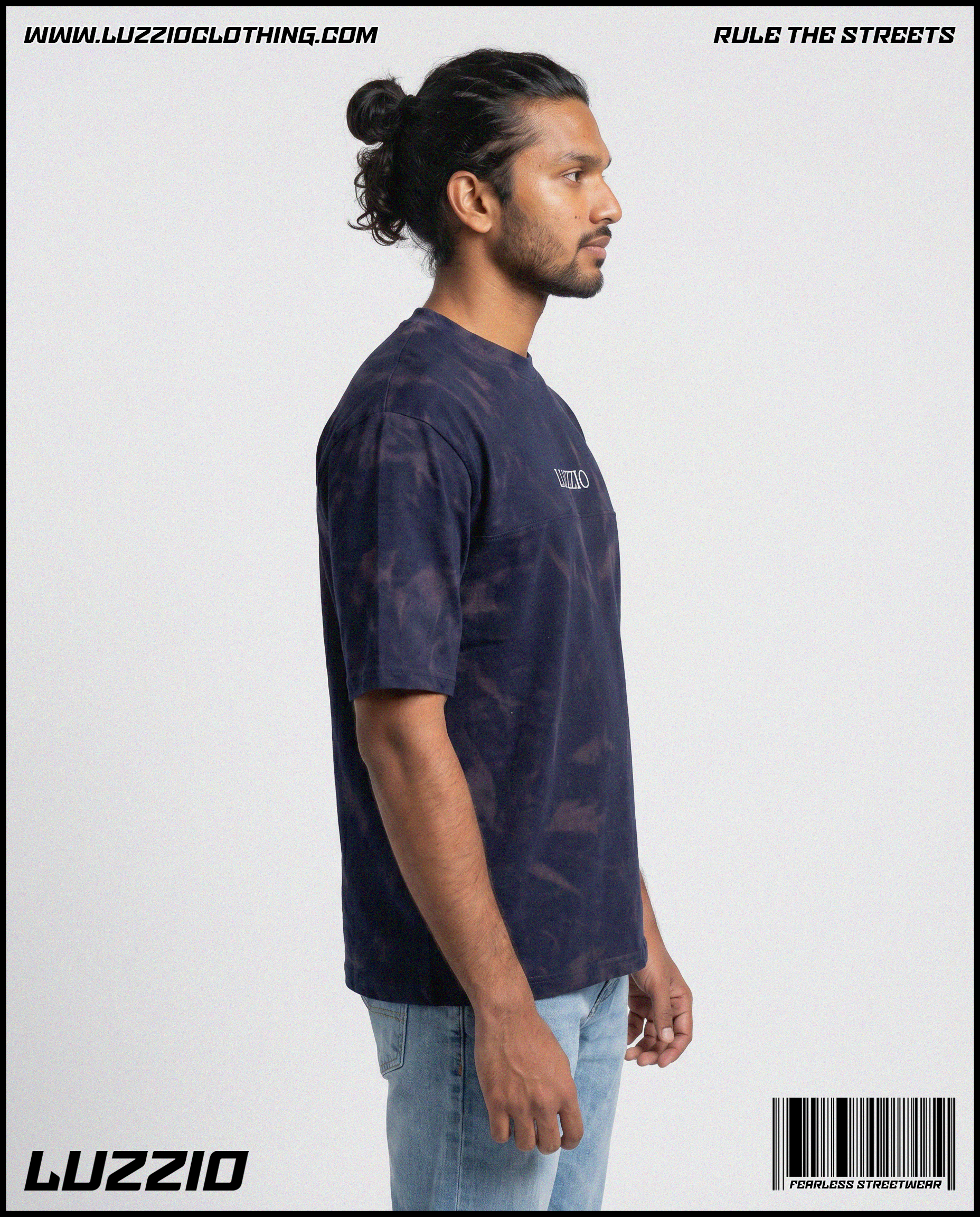 Dark Night Society Acid Washed Tee in Navy Blue