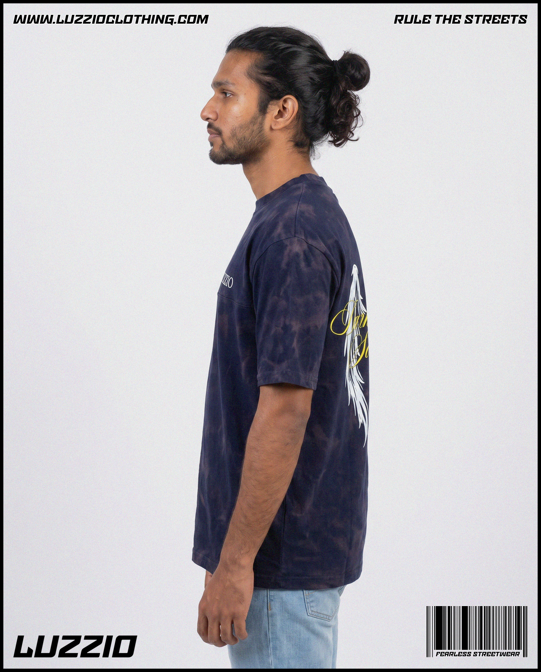 Dark Night Society Acid Washed Tee in Navy Blue