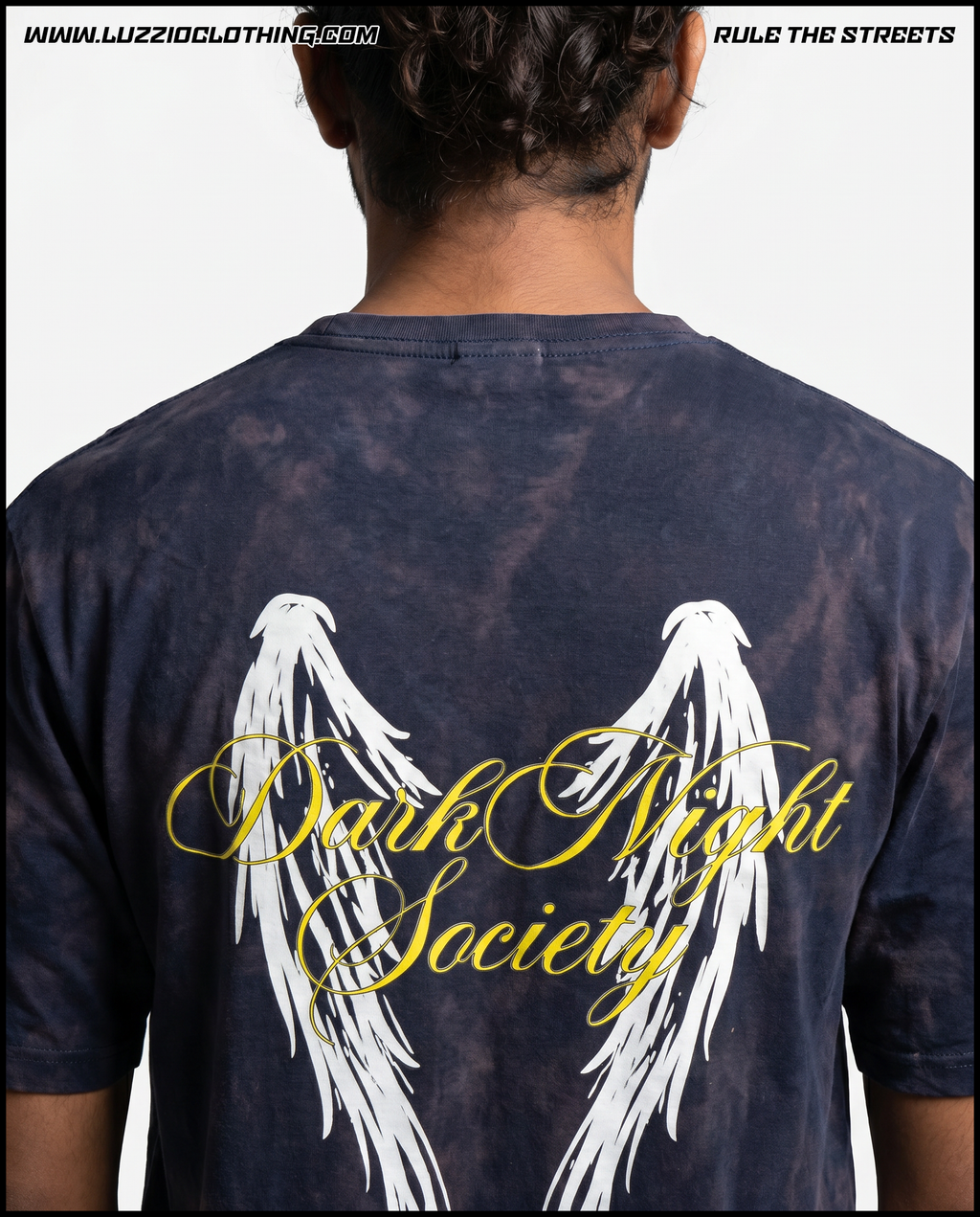 Dark Night Society Acid Washed Tee in Navy Blue