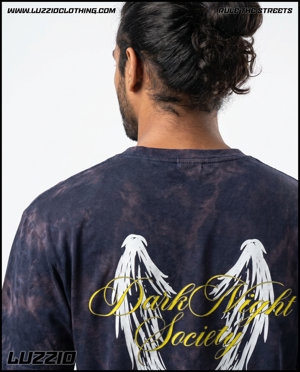 Dark Night Society Acid Washed Tee in Navy Blue