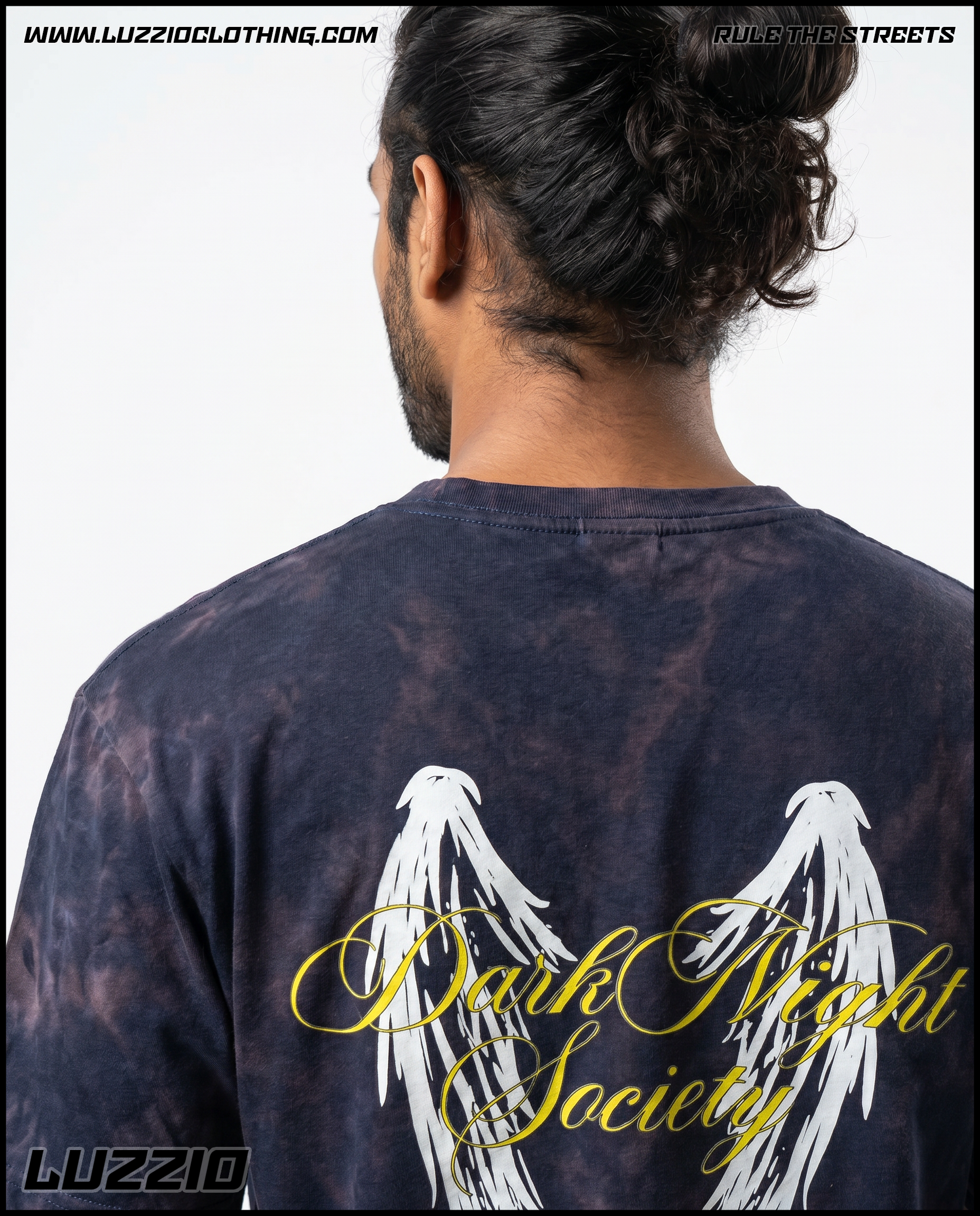Dark Night Society Acid Washed Tee in Navy Blue