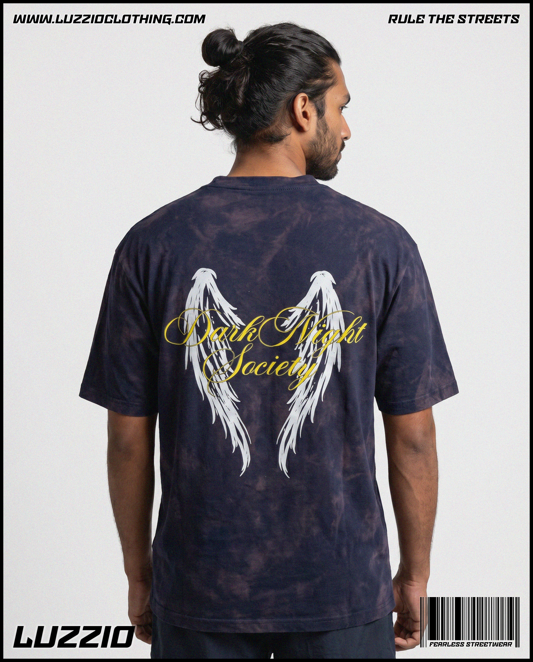 Dark Night Society Acid Washed Tee in Navy Blue